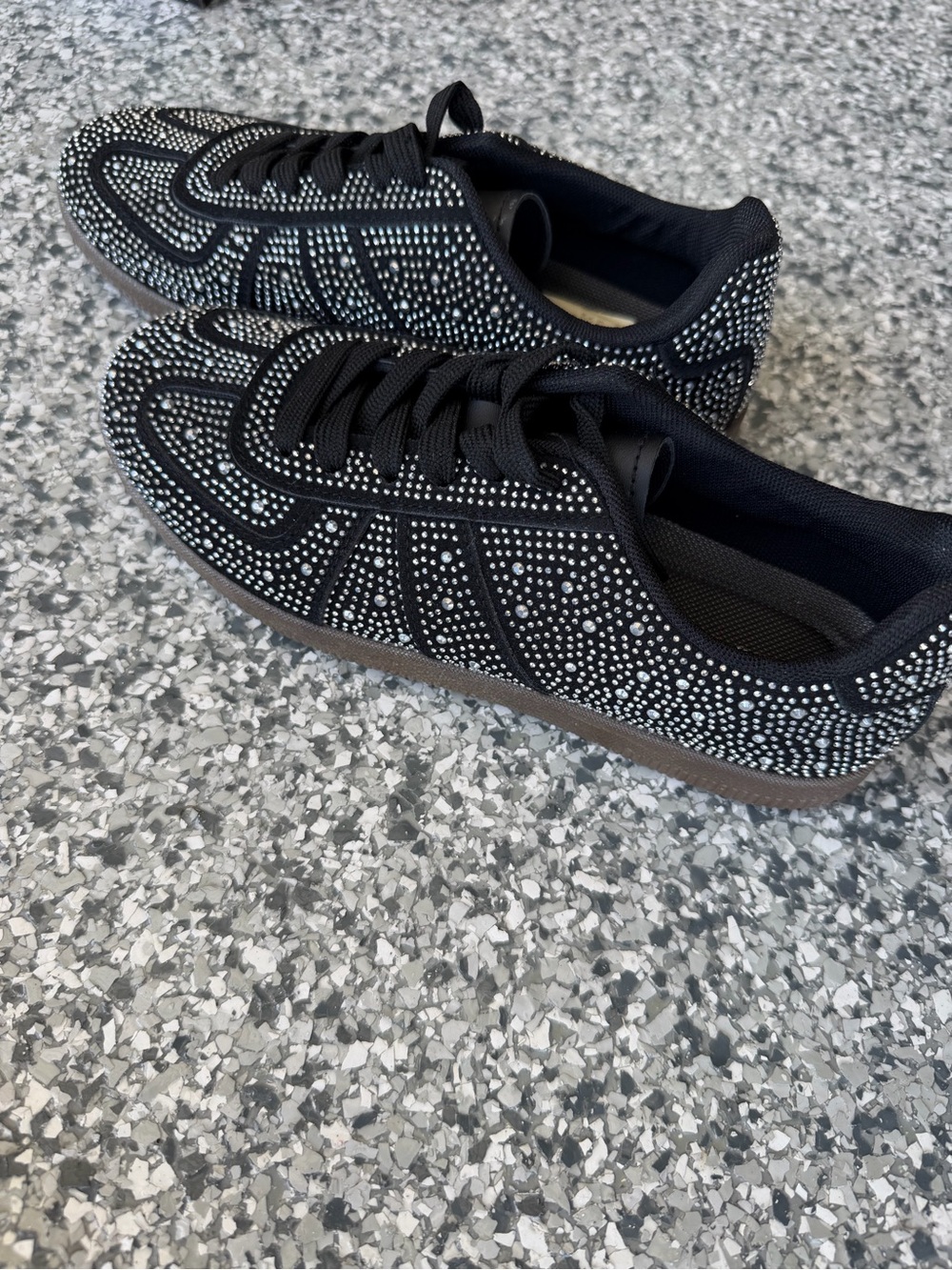 Black Rhinestone Embellished Sneakers